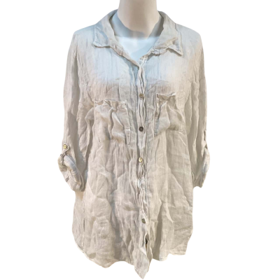Ridley Italy Womens Size S Linen Long Sleeve Shirt White 