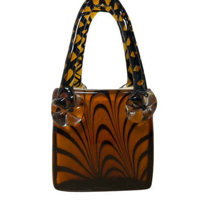 Murano Style Tiger Blown Handbag Vase Decor