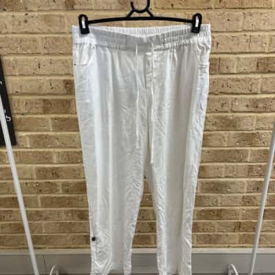 Katies Womens linen cargo pants white Size 12 