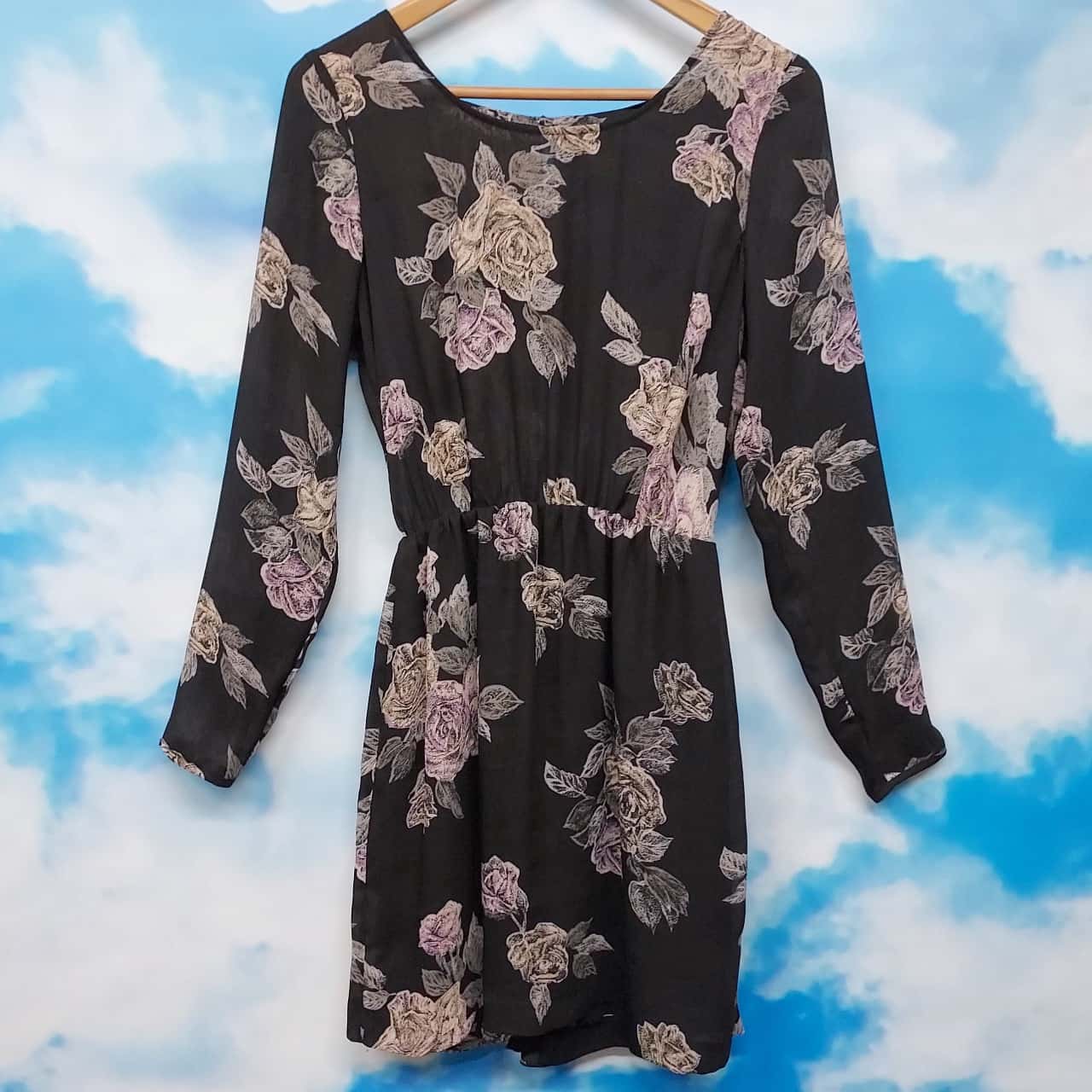 SPORTSGIRL Womens Size 10 Long Sleeve Black/ Floral Dress(s)