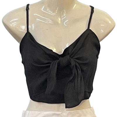 Seed Heritage Womens Size 12 Cropped/Shoestring Strap Top Black