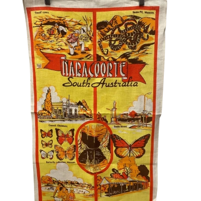 SA pure linen hand printed tea towel 