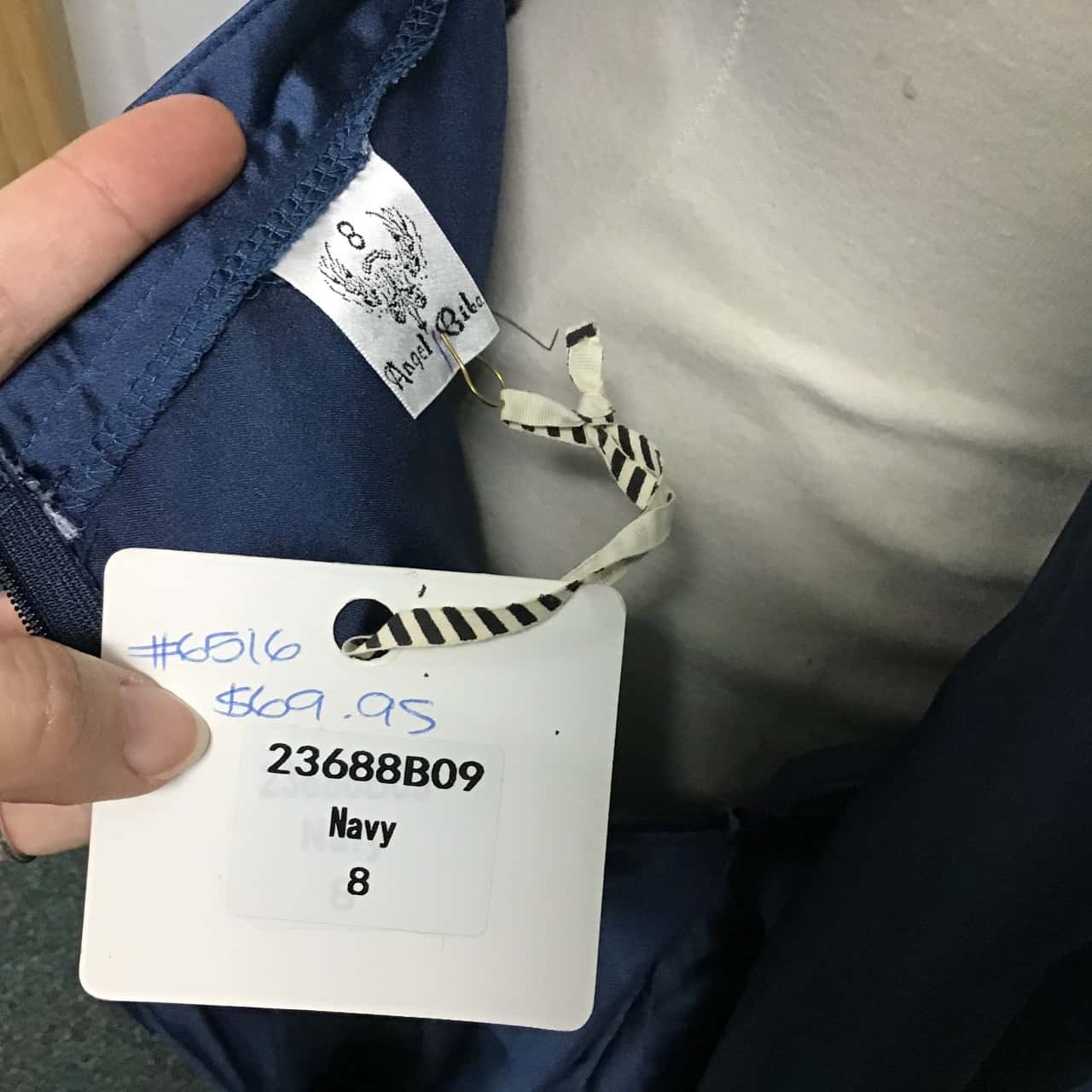 Angel Biba, Navy blue satin infinity dress, Size 6 8, NWT, RRP 69.95(s)