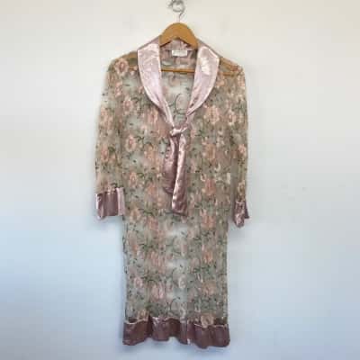 Studibaker Light Pink Floral Mesh Lace Cardigan Size 10 