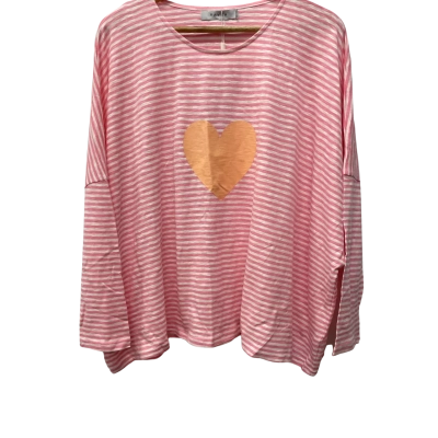 Haven Womens  Size One Size 3/4 Sleeve Top Pink  / Striped / White 