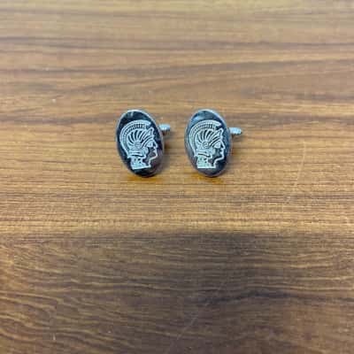 Silver cufflinks with image of Ancient Greek soldier 