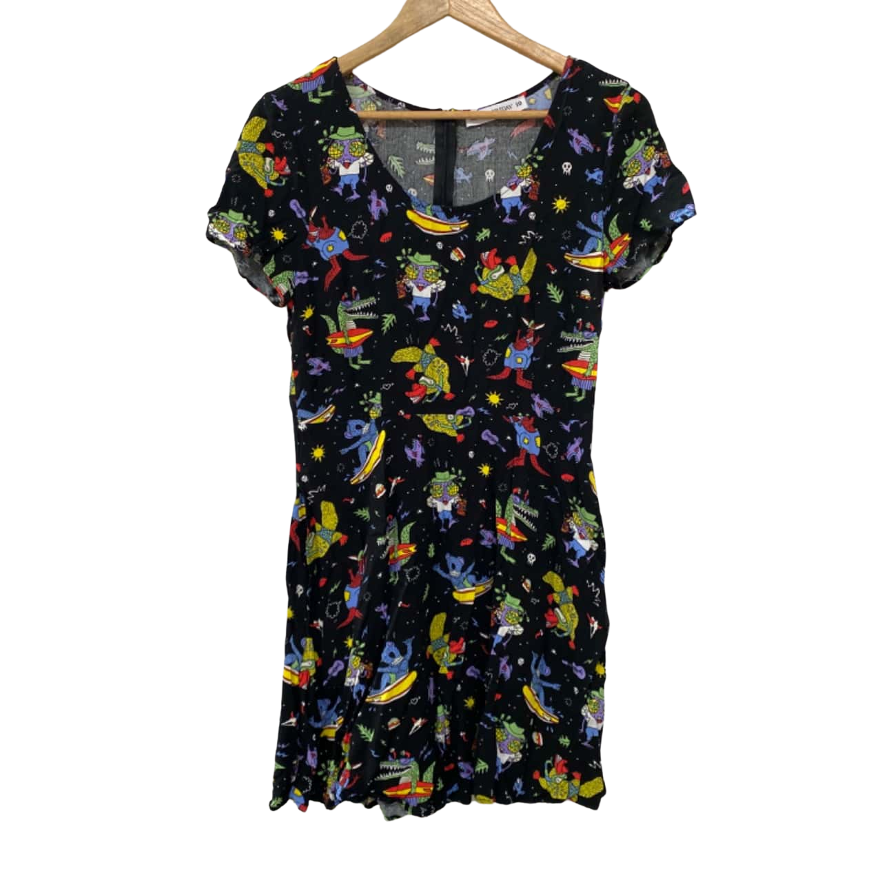 *EASTER SALE* Black Friday Womens Size 10 Black & Multicoloured Animal