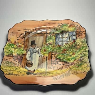 Vtg. Royal Doulton Square Plate "Gaffers" designed by C.J. Noke, 1921 -1939