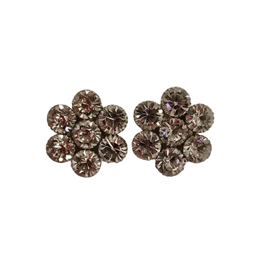  Womens Silver Large Multi-Faceted Cut Glass Shoe Clips - Made in France