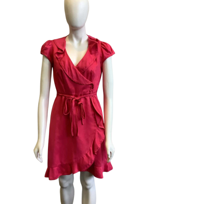 Stella Women's Size 10 Mini Ruffled Wrap Dress Pink