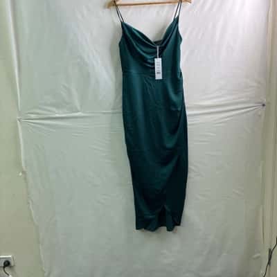 Forever New Womens Size 10 Shoestring Strap Dress Green BNWT