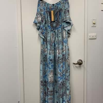 Liz Jordan Womens  Size 12 Maxi Dress in Blue 