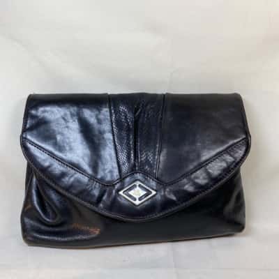 SZ VINTAGE LADY MONICA MADE IN ITALY BLACK CLUTCH BAG FORMAL
