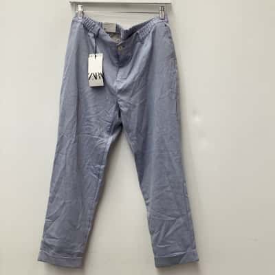 Zara Womens  Size XL Casual Pants Blue / White stretch