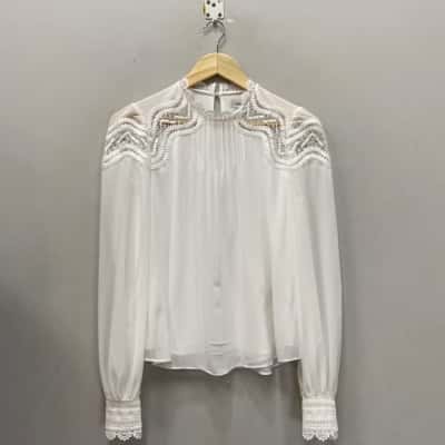 Forever New Womens  Size 8 Blouse Porcelain White 