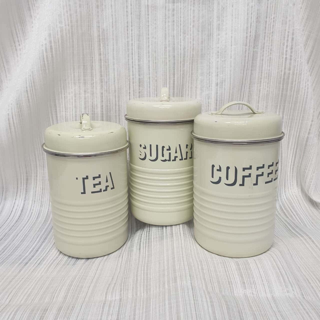 Typhoo Vintage Kitchen Style Stylish Cream Tea Coffee & Sugar Canisters