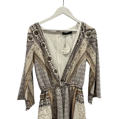White Fox Womens  Size S Long Sleeve Playsuit Beige / Brown / Pattern 