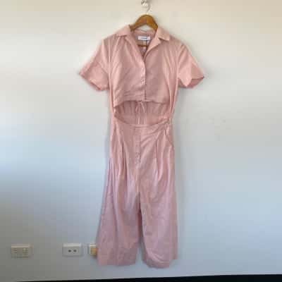 Whyte Valentyne Light Pink Short Sleeve Cut Out Jumpsuit  Size 10