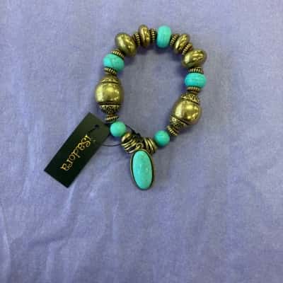 Isadora Women’s Chunky Gold/Turquoise Bracelet 