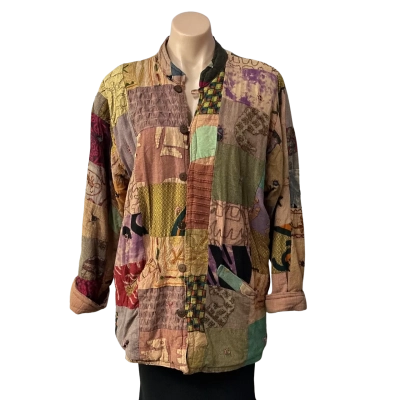 Womens Size S / M Multicoloured Patchwork Quilted Pattern Button up Boho Jacket