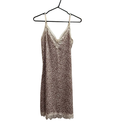 New With Tags ROSEMUNDE COPENHAGEN Size 38 Lace Trim Leopard Print Slip Dress