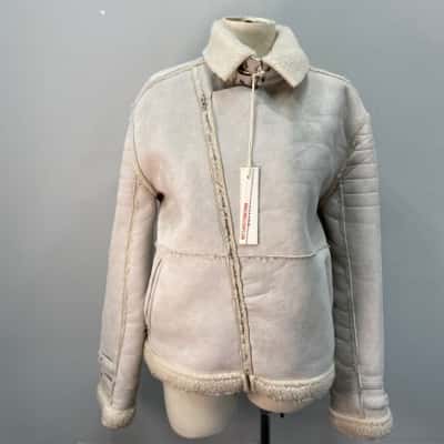 Embellish Womens  Size M Butcher Jacket Natural /Faux Sheep Skin