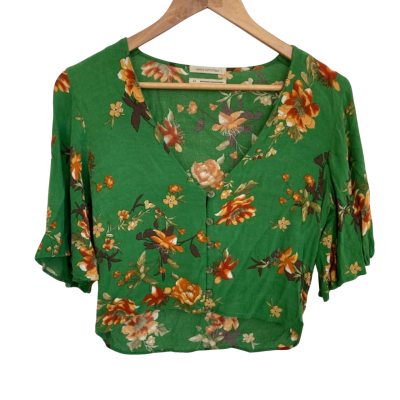 Urban Outfitters Womens  Size S Cropped Top / Floral Top / Short Sleeve Top Floral / Green 