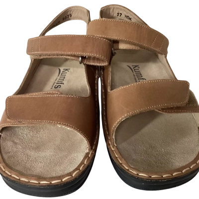 Kumfs (Ziera) Women's Extra Wide Leather Comfort Sandals – Brown – Size EU 37 (AU 6.5)