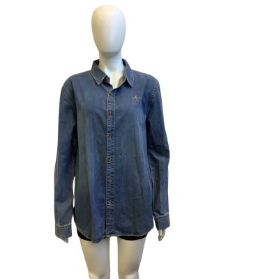Brand New Thrills Womens  Size XL Long Sleeve Denim Shirt Heritage Blue