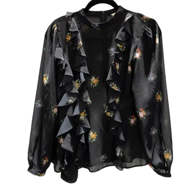 Cue Womens Size 6 Black / Floral Top 