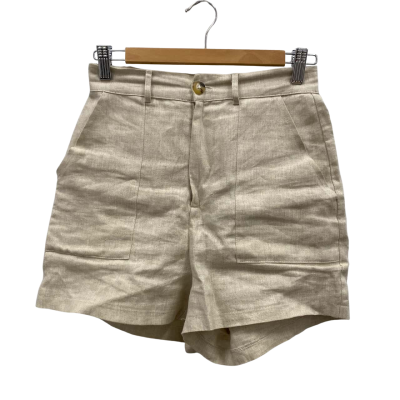Perfect Stranger Women's 100% Linen Shorts Size 8 Beige 