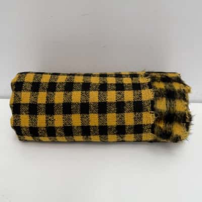 Black & Yellow Checkered Woolen Throw - Double  