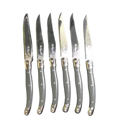 6 x Lou Laguiole Steak Knives Grey Handles