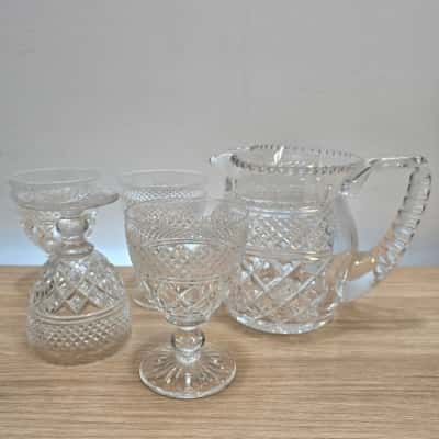 Stuart Crystal Jug & 4 Glasses Set – Hand Cut Lead Crystal, England
