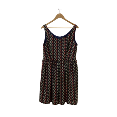 Princess Highway Womens  Size 12 Sleeveless Dress  Navy Blue / Pattern / Red / Green