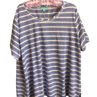 NWT Blue Illusion Size 3L Striped Linen Tee 