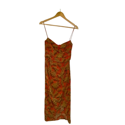 Bec & Bridge Womens  Size 8 Midi Dress Black  / Brown / Burnt Orange / Floral 