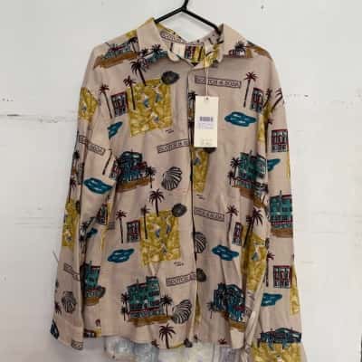 Scotch & Soda Mens  Size M Long Sleeve Shirt / Printed Shirt Cream / Multicoloured / Pattern 