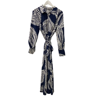  St. Frock Womens  Size 16 Clara Maxi Shirt Dress Navy Blue / White 