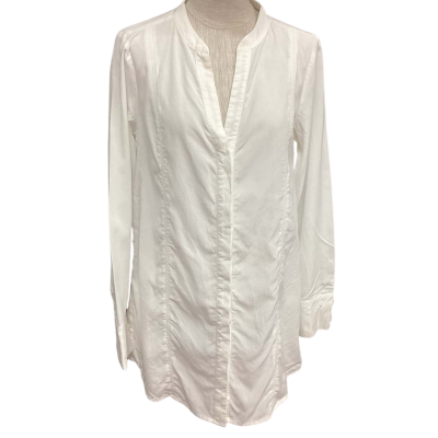 Elka Collective Size 10 Long Sleeve Shirt with Button Detail Along Side White 