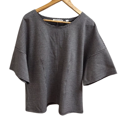 Country Road Size XL 3/4 Sleeve Top / Workwear Top Black  / Gingham / White 