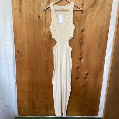 Kookai Cream Cut-Out BodyCon Dress Size 1 (38) 