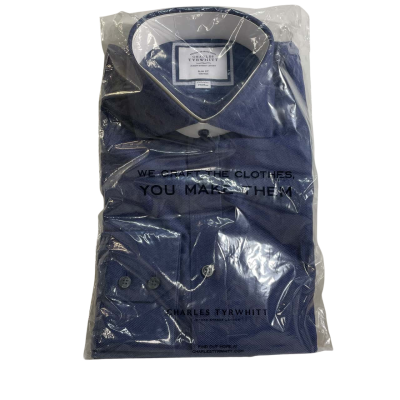  Charles Tyrwhitt Men’s Blue Slim Fit Long Sleeved Shirt  Size S (39/89cm) New in Plastic Bag