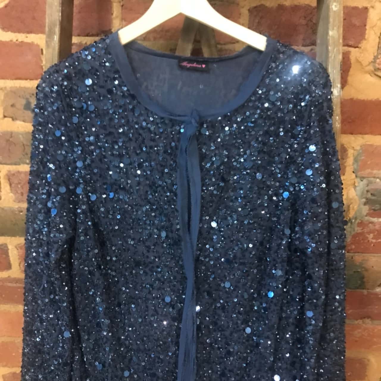 navy sequin cardigan
