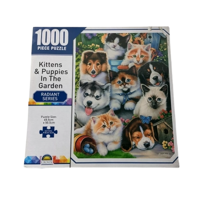 Crown Kittens & Pupplies In The Garden 1000 Piece Puzzle (new)