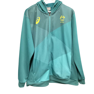 ASICS Unisex Australian Zipped Sports Hooded Jacket Green