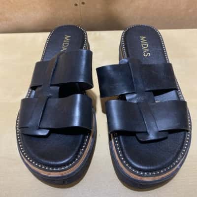 Midas Womens  Black Slide Sandals 