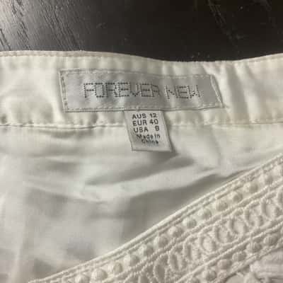 Womens Forever New  Lace Size 12 Midi Skirt White 
