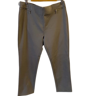 Noni B Womens Size L Alice Pan Ponte Zip Detail Storm Front