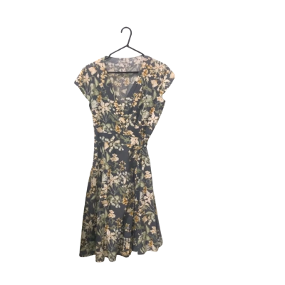 MahaShe Grey Floral Wrap Dress Size 12